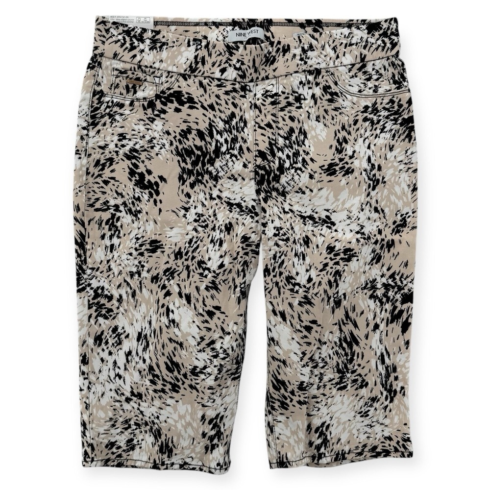 Nine West Heidi Pull On Skimmer Pants Womens 14 Yoga Stretch Twill Capri NWT
